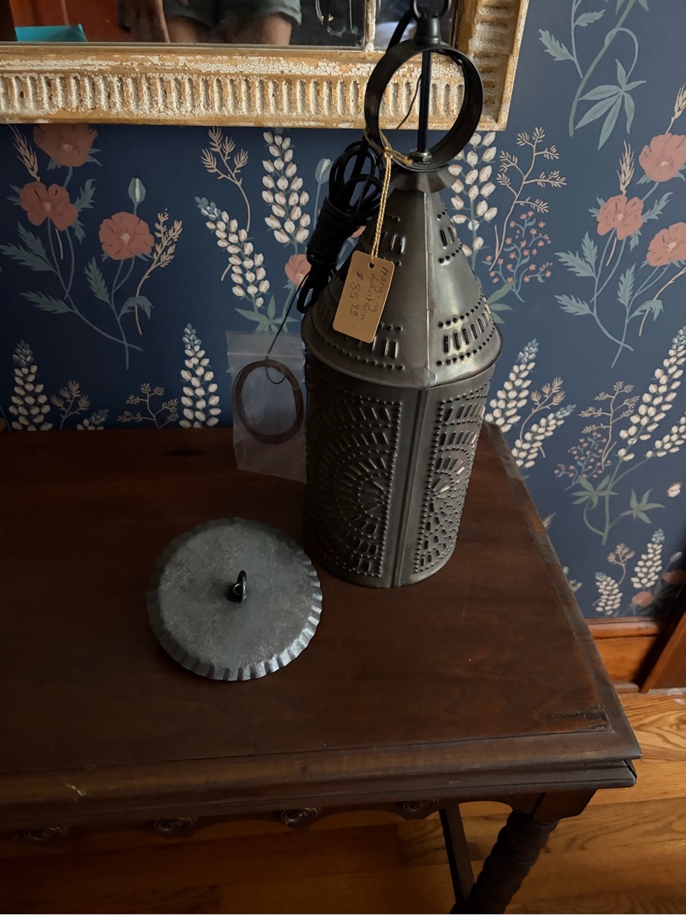 Punch tin plug in lantern light primitive